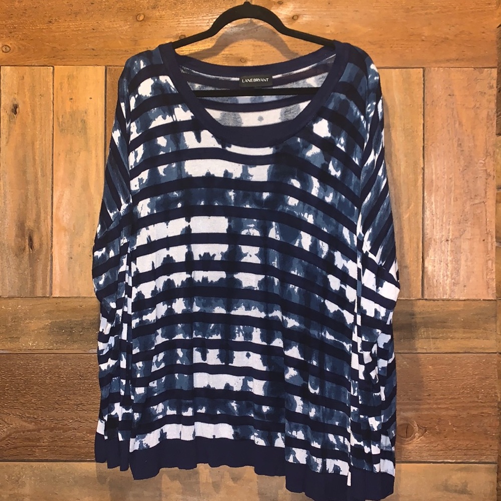 Like New Lane Bryant navy & white striped sweater